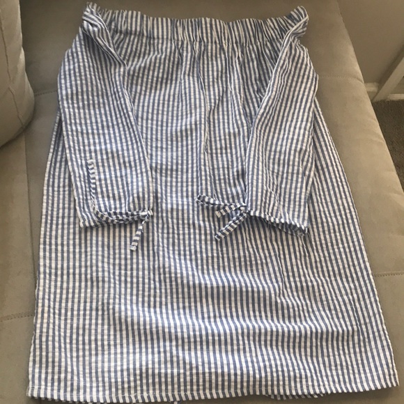 Blue/white off the shoulder dress w/ buttons! - Picture 4 of 7